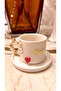 Flower Detailed Twist Handle Fancy Girl 24k Gold Decorated Handmade Ceramic Cup 120ml - 3