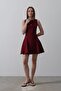 Bow Detail Zero Sleeve Mini Dress - Burgundy - 2