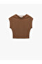 Crew Neck Sleeveless Modal Blended Slim Fit Crop Women's T-Shirt