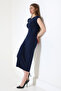 Low Sleeve Closed Crew Neck Basic Women Long Casual Dress 21898 Navy Blue - 3