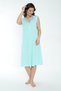 Women's 100% Cotton Short Sleeve Midi Length Nightgown / Blue 536 - 3
