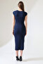 Low Sleeve Closed Crew Neck Basic Women Long Casual Dress 21898 Navy Blue - 4