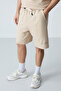 Beige Oversize Cotton Men's Shorts Set - Thick Soft Texture, Basic - 85259 - 6