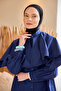 Women's Balloon Sleeve Double Collar Shirt Navy Blue - 2