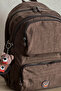 School Bag Unisex Dark Brown Kılinkır Waterproof Fabric Travel Laptop Backpack, 40X30Cm