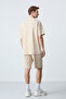 Beige Oversize Cotton Men's Shorts Set - Thick Soft Texture, Basic - 85259 - 8