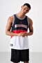 White Breathable Textured Thin Stretchy Standard Fit Men's Basketball Singlet - 88395 - 5