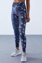 Indigo High Waist Tie-Dye Patterned Slim Fit Narrow Leg Women's Leggings - 94551 - 2