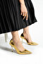 Gold Snakeskin Pattern Vegan Leather Thin Heels Shoes 9cm Metal Heel, Pointed Toe, Stylish&Comfortable - 2