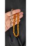 Crimped Rod Amber Prayer Beads Cask Cut Yellow Color T-303 - 2