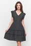 Apsen Women's Black Polka Dot Skirt Ruffled Sleeve Detailed Viscose Short Dress 4503-105 - 7