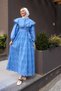 Blue Women's Dress - Baby Collar Lace Detail - 2