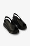 Black Platform Sole Open Back Women's Sandals - 2