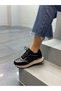 Black Lace-Up Women's Casual Sneakers - 3