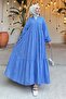 Flower Embossed Patterned Dress Blue 1000 - 2