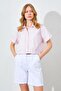 Women's Dusty Pink Double Pocket Low Sleeve Crop Shirt - 3