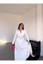 Belted Gold Buttoned Women's Jacket Skirt Suit White - 6