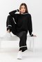 Women's Black Ecru Half Fisherman Bottom Top Knitwear Suit 23419 - 3