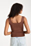 Coffee Square Neck Sleeveless Crop Women's Knitwear - 5