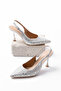 Satin Stone Pointed Toe Women's Thin Heeled Evening Dress Shoes - 2