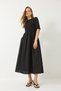 Black Maxi Length Skirt Woven Poplin Flared Top Flexible Viscose Elastane Stylish Dress 60283018 - 2