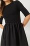 Black Maxi Length Skirt Woven Poplin Flared Top Flexible Viscose Elastane Stylish Dress 60283018 - 5