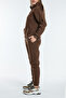 Women's 3 Thread Relaxed Fit Hooded Tracksuit Set with Elastic Legs - Casual - 3