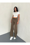 Comfortable Cut Dabil Fabric Pants with Lace-Up Parts - 6