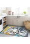 Kemal Collection Noble White Tiger Patterned Woven Base Modern Decorative Carpet 51 - 3