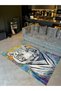 Kemal Collection Noble White Tiger Patterned Woven Base Modern Decorative Carpet 51