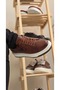 Melinta T054 Brown Leather Laced Snaker Shoes - 5