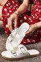 Daily Women's White Slippers Double Buckle Soft Comfortable Orthopedic Low Sole Bundle Flexible Shoes 409 - 2