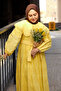 Women's Peter Pan Collar Lace Detail Dress Yellow - 3