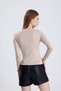 Women's Cream Boat Neck Long Sleeve Blouse - 6