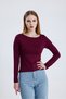 Women's Plum Boat Neck Long Sleeve Blouse - 2