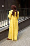 Women's Peter Pan Collar Lace Detail Dress Yellow - 4