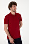 Men's Slim Fit Polo Neck Claret Red Basic T-Shirt 50298041 -Vr014 - 3