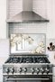 White Gold Floral Glass Stove Back Protector, Heat Resistant, Countertop Built-In and Kitchen Protection
