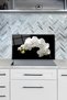 White Orchid Glass Stove Back Protector, Heat Resistant, Countertop Built-In and Kitchen Protection - 3