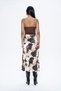 Midi Length Satin Skirt with Viscosa Content, Patterned - 4