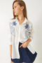 Women's White Beaded Stone Embroidered Aerobin Oversize Shirt 60283027 - 2