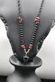 Obsidian and Red Garnet Natural Stone Handmade Special Design Necklace