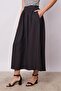 Women's Spring Fabric Maxi Length Pocket Zipper Detailed Ankle Length Long Skirt-Black - 3