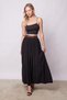 Women's Silky Textured Modal Fabric Ankle-Length Skirt with Pockets and Elastic Waist (Leather Belt Included)-Black - 3