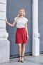 Women's Quality Lycra-Free Span Fabric Wide Zero-Neck Double Sleeves Epaulettes Buttoned T-Shirt Blouse-Stone - 3