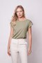 Women's Quality Zero Make Span Fabric Epaulette Buttoned T-Shirt Blouse - 3