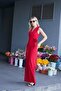 Women's Lycra Crepe Double Breasted Wrap Side Pocket Sleeveless Collar Stylish Jumpsuit-Red - 4