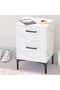 Modern White Marble Side Table with 2 Soft-Close Storage Drawers for Living Room/Bedroom - 4