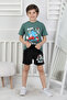3-10 Years Old Boy's Suit with Character Printed Shorts - 7