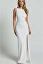 White Maxi Length Slit Detailed Women's Dress Mg2367 - 6